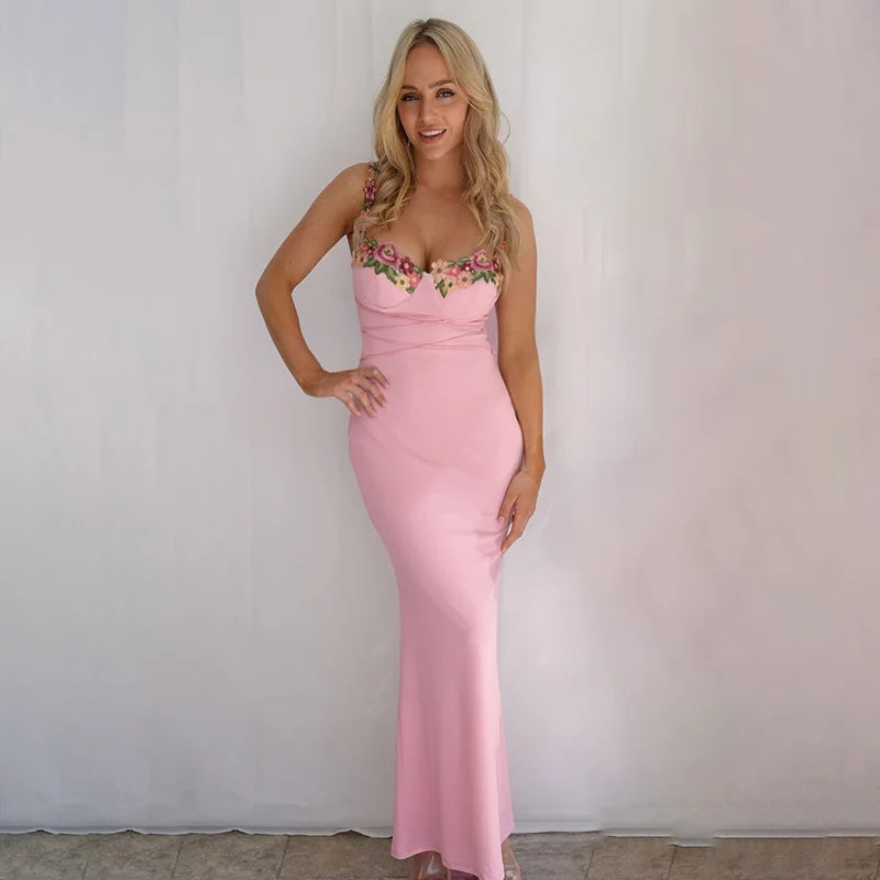 Laceup Bandage Backless Floral Dress