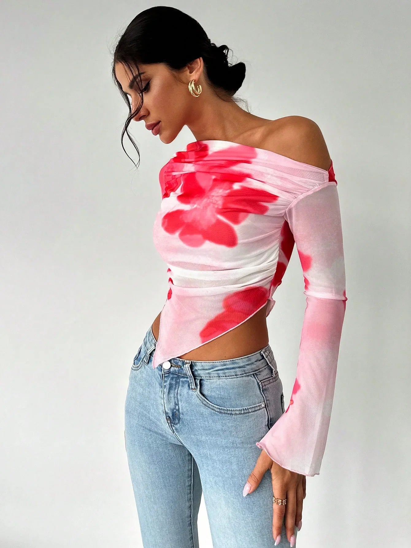 Oblique TieDye Long Sleeve Sheer Top