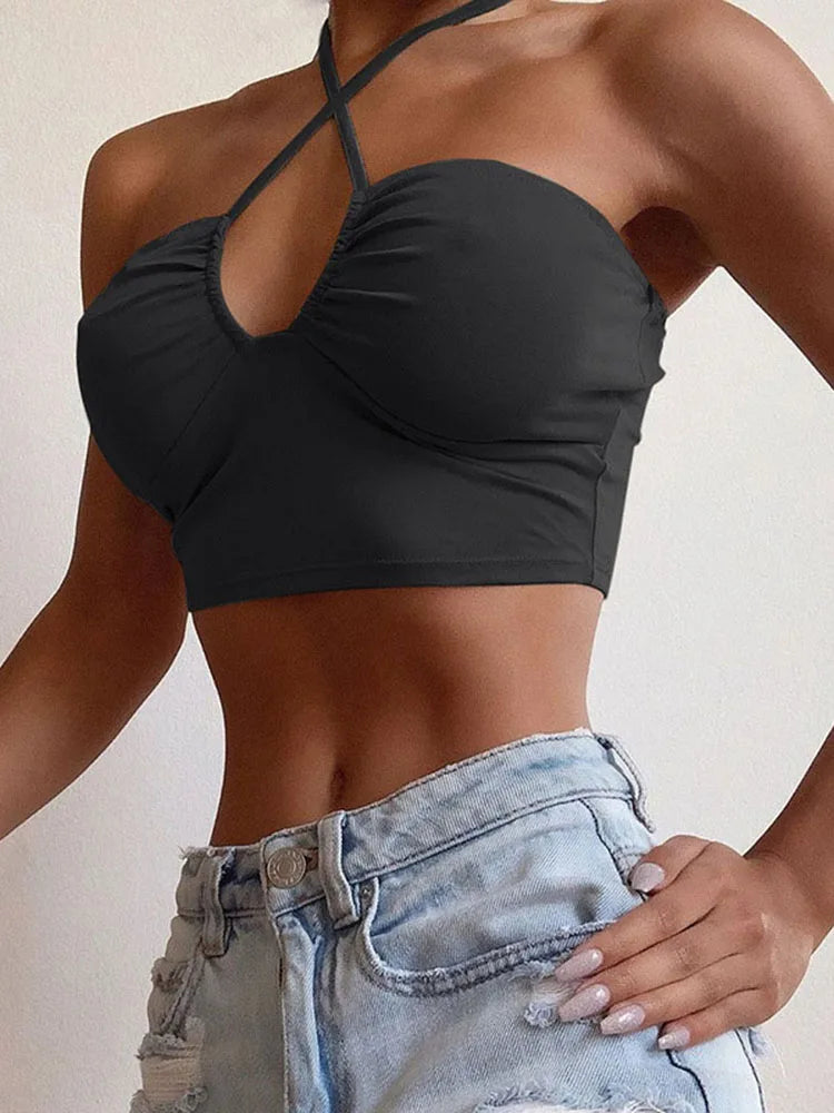 LaceUp Bow Halter Crop Top