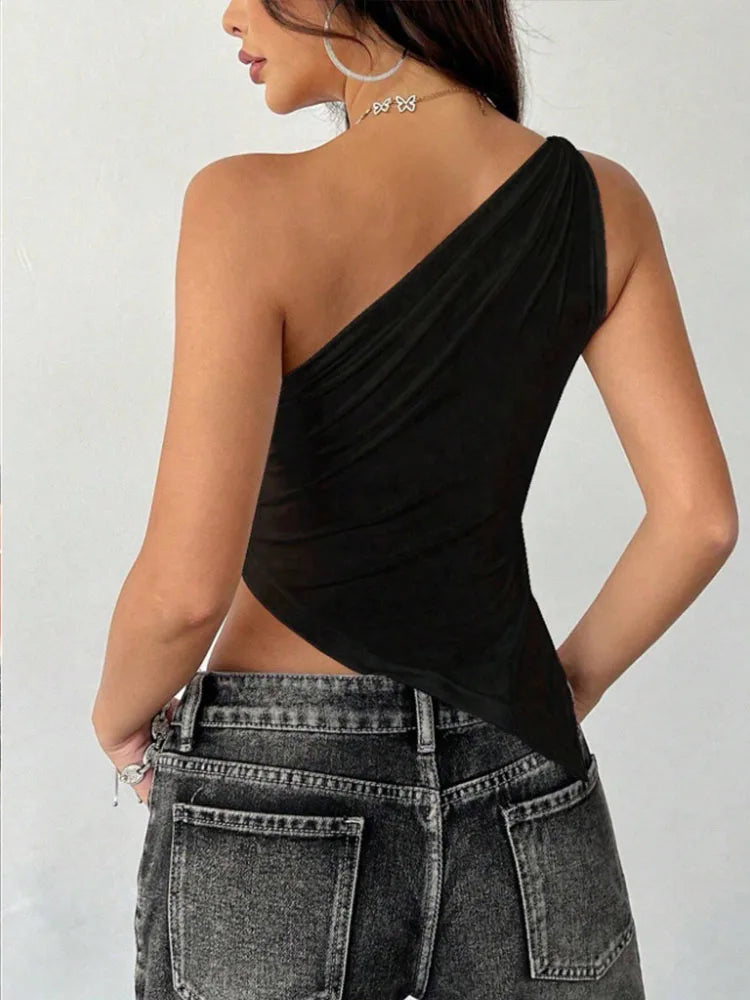 Asymmetrical One Shoulder Crop Top