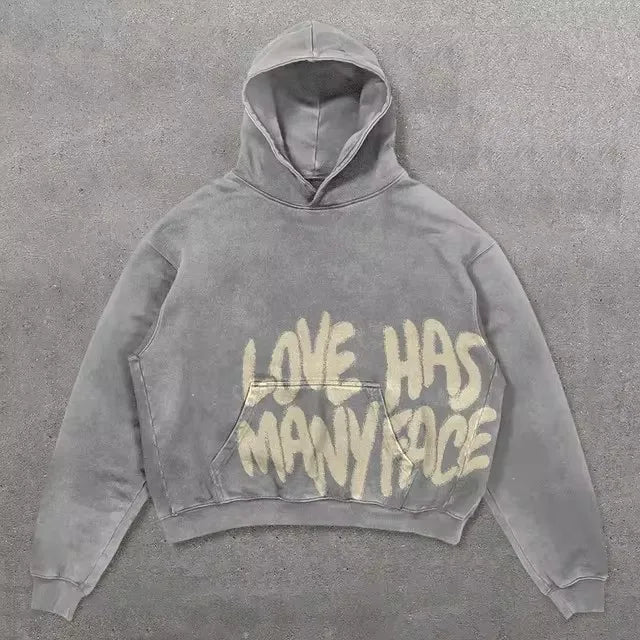 Dark Off Shoulder Pullover Hoodie
