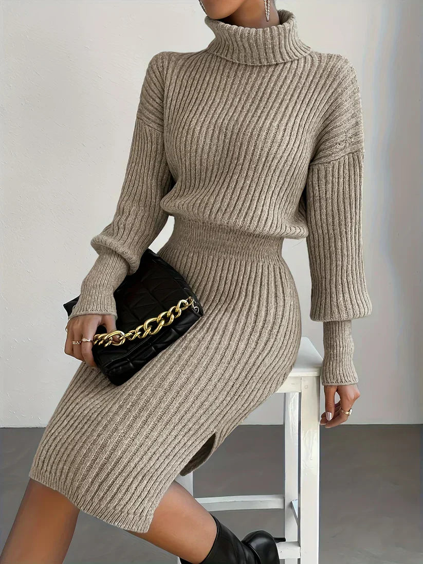 Linda Stylish Winter Turtleneck Dress with Contemporary Everyday Styling