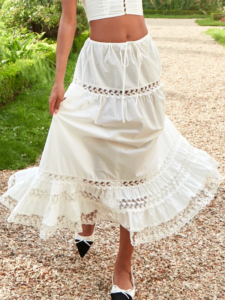 Embroidery White Crop Top Graceful And Midi Skirt Set