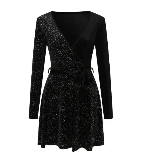 Ailen Exclusive Sequin Wrap Dress Chic Silhouette Collection