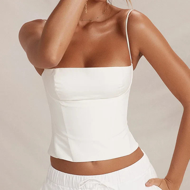 Summer Backless ZipUp Bustier Cami Top