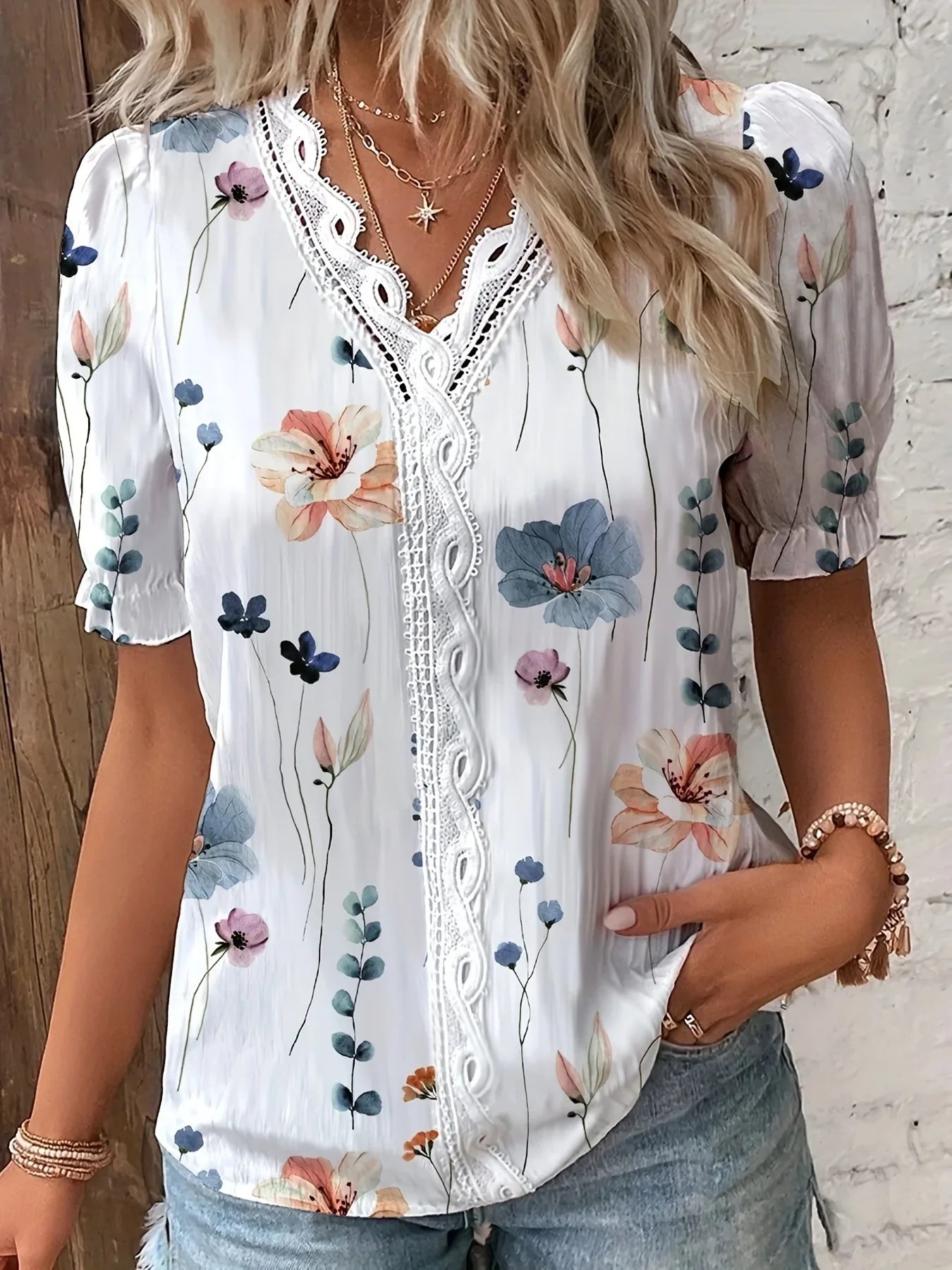 Ruffle Elegant Print Tshirt