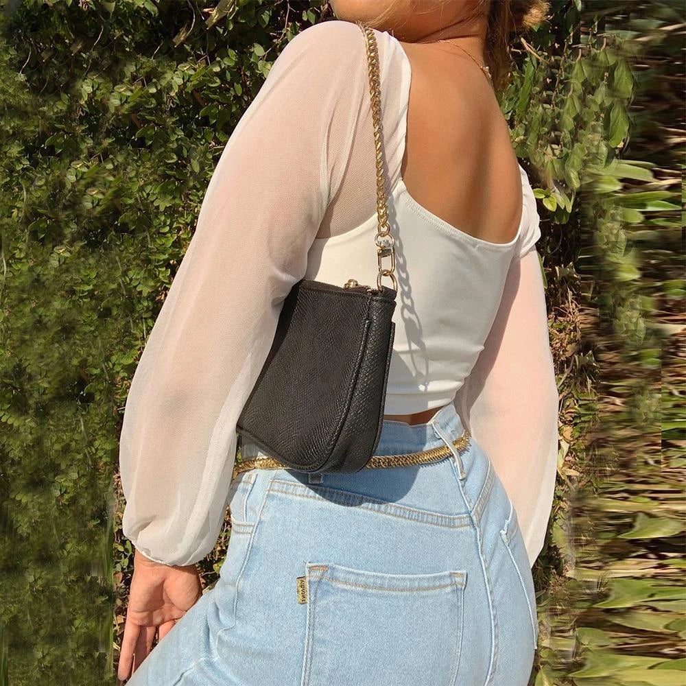 VNeck Drawstring Bandage Sheer Top