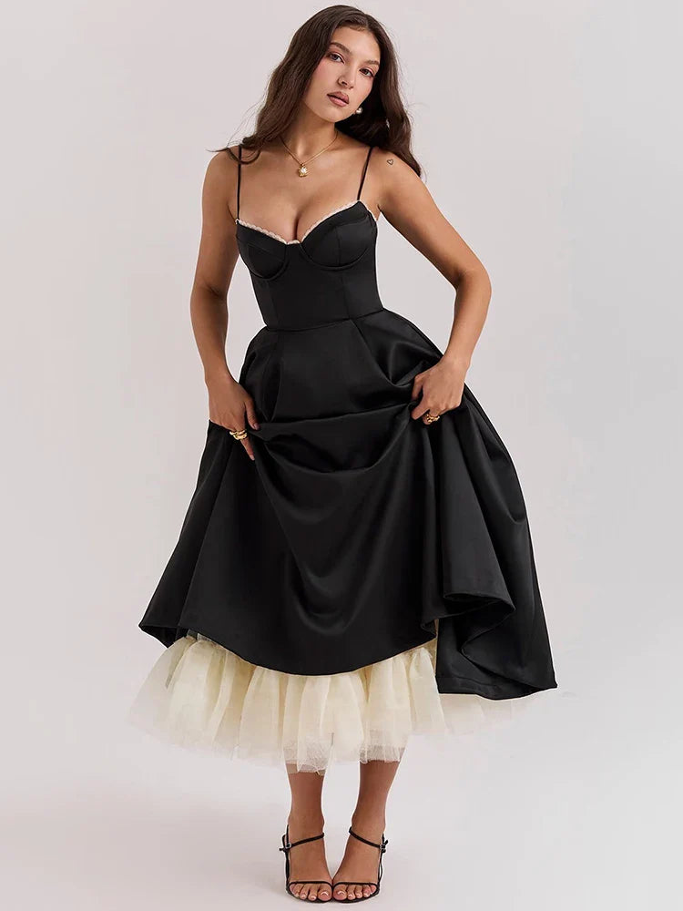 Aline Backless Spaghetti Strap Midi Dress
