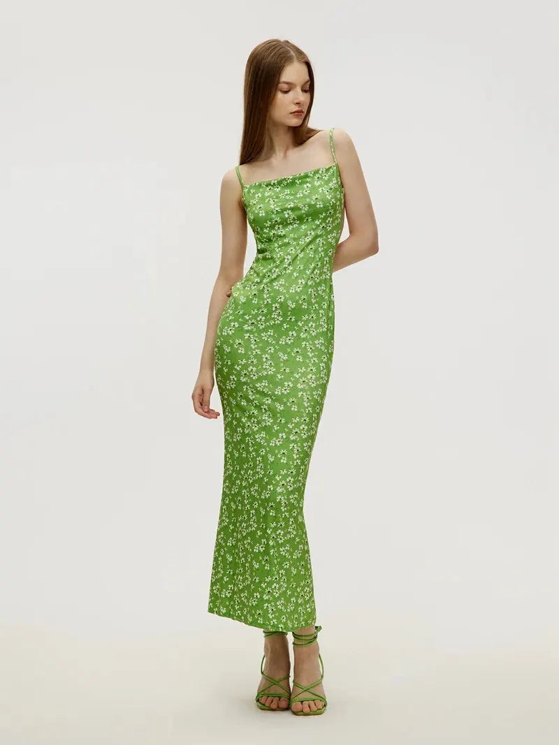 Brooke Exclusive Long Multicolored Floral Beach Dress Chic Silhouette Collection