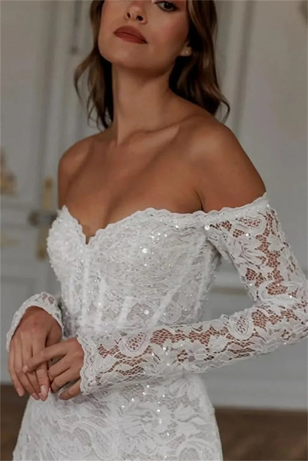 Long Sleeve Lace Embroidery Vacation Dress