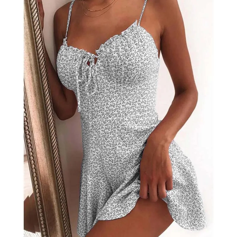 Floral Strapless Backless Camisole Mini Dress