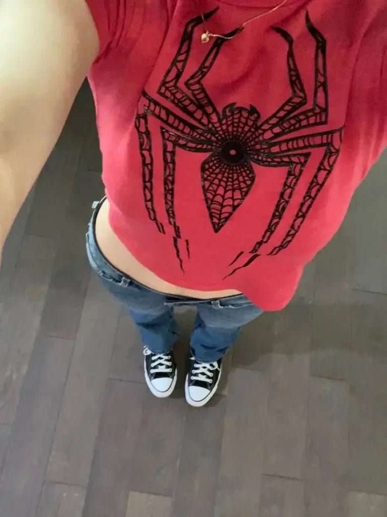 Spider Graphic Print Goth Harajuku Crop Top