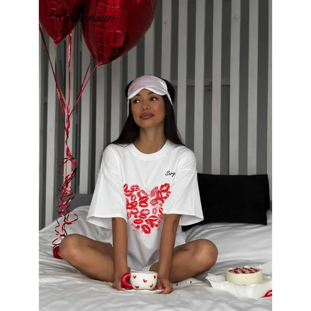 Lip Graphic Cotton Loose Tshirt