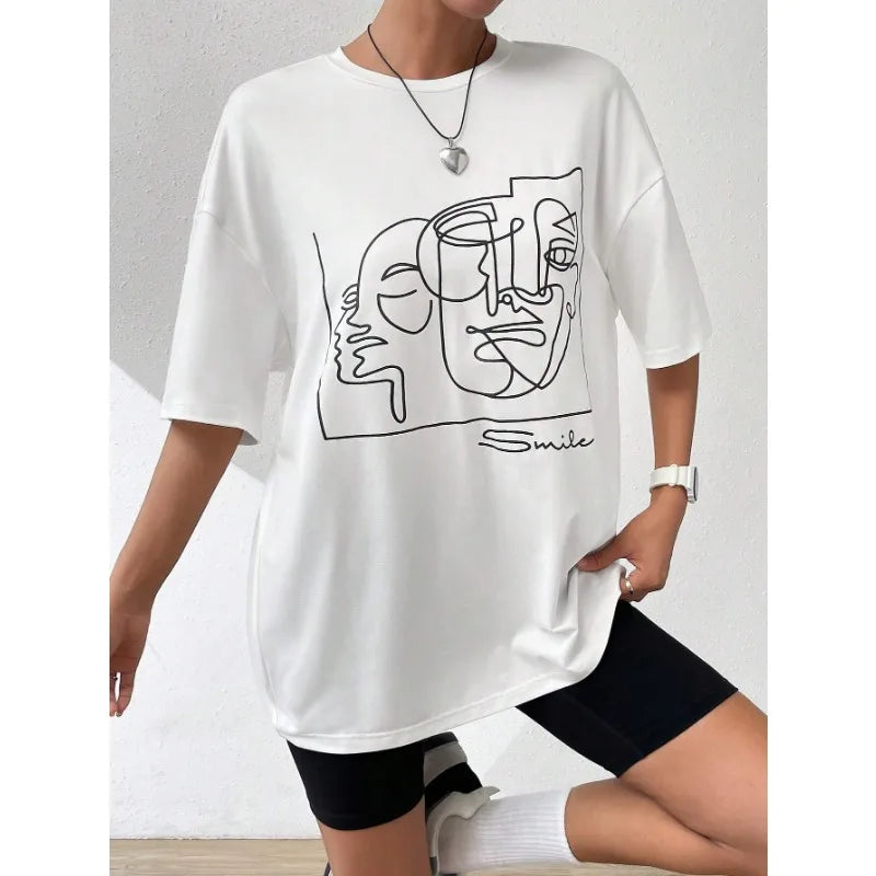 Abstract Line Graphic Cotton Tshirt