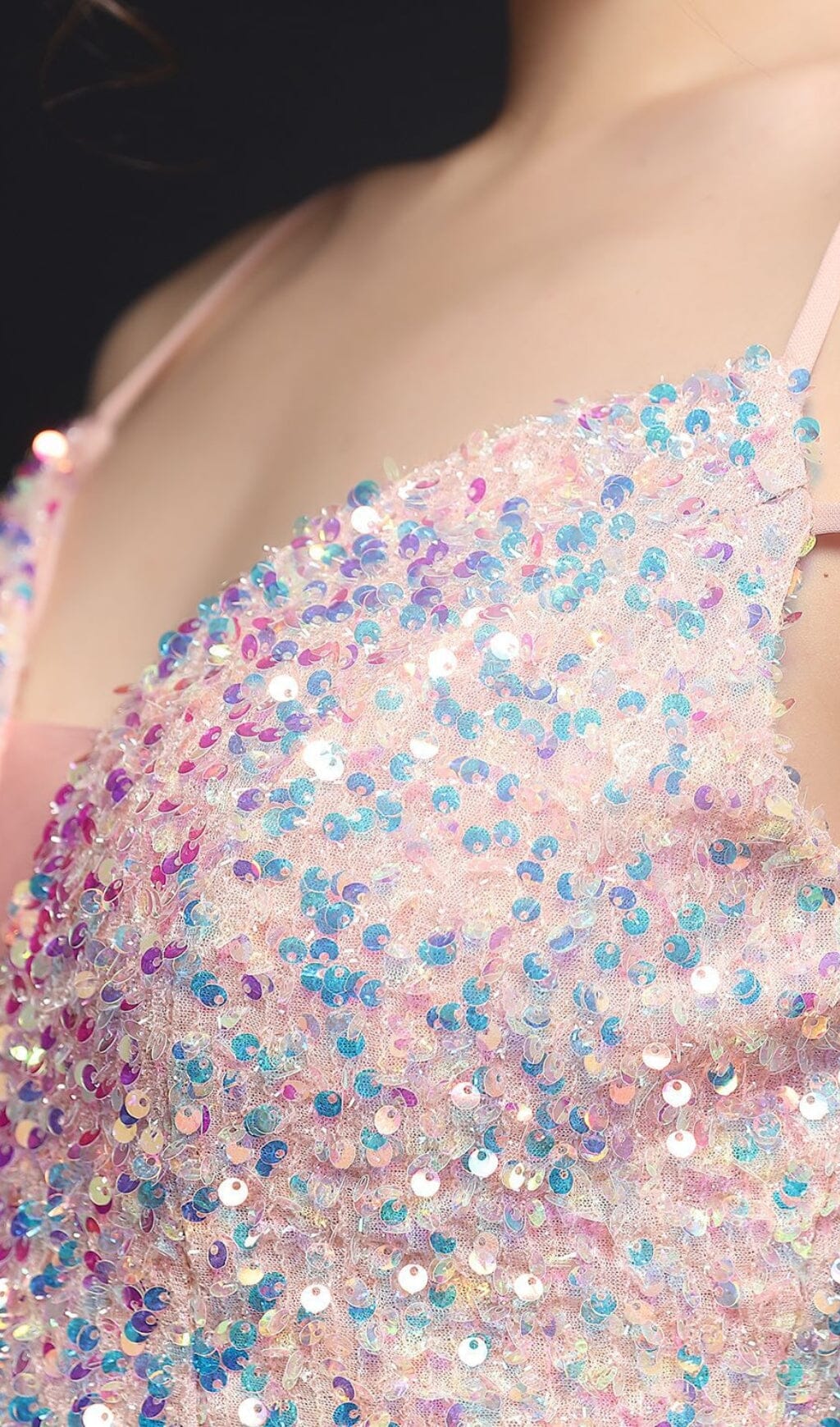 Sequined Plunge Midi Dress