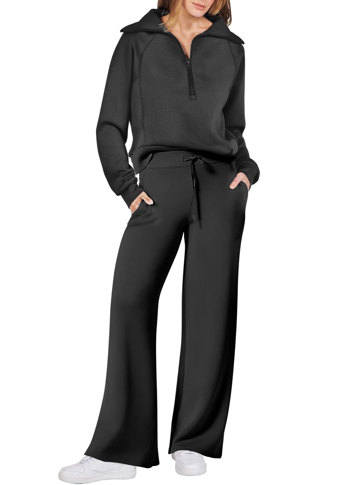 Navy Collar Half Zip Suit