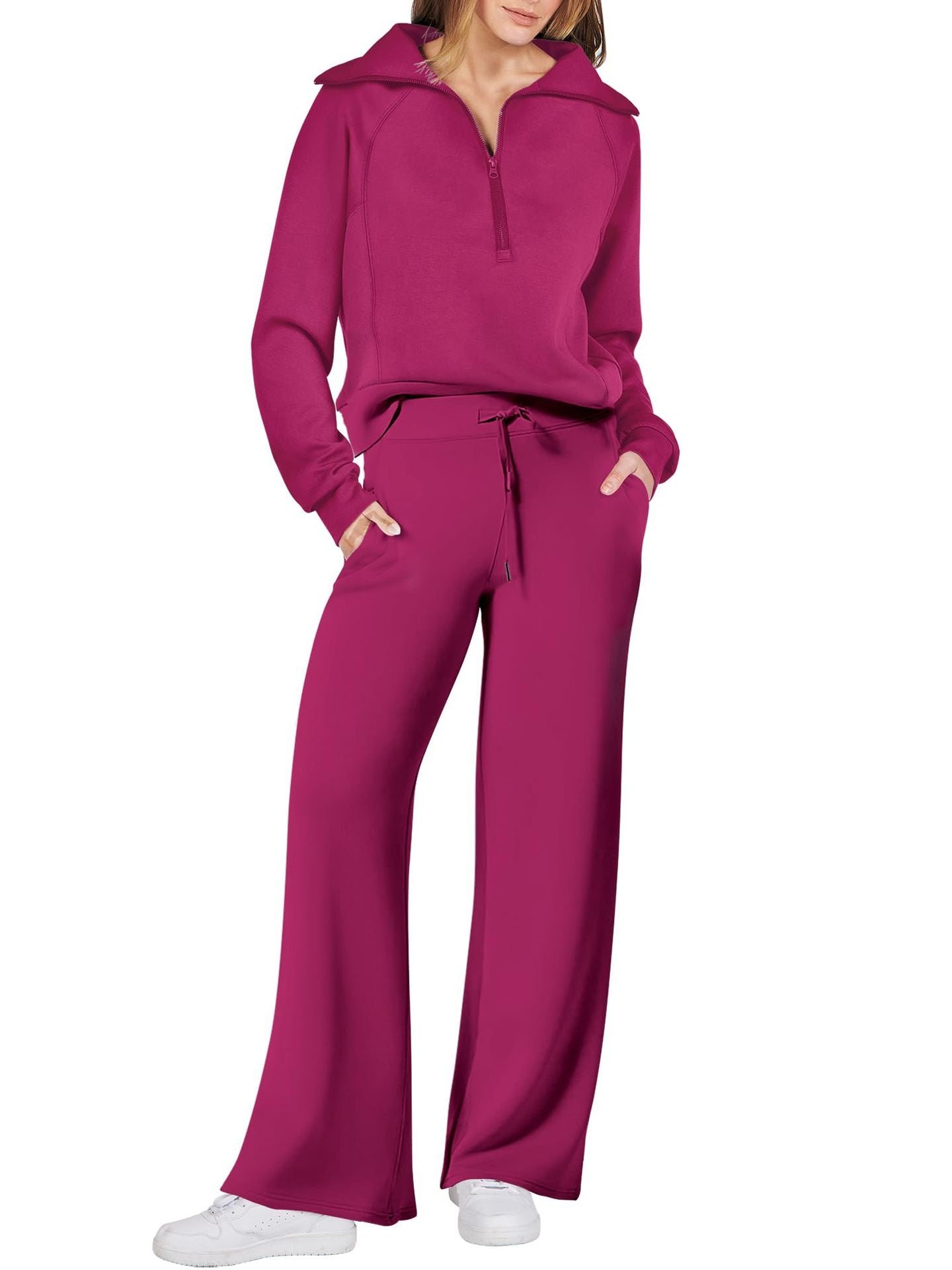 Navy Collar Half Zip Suit