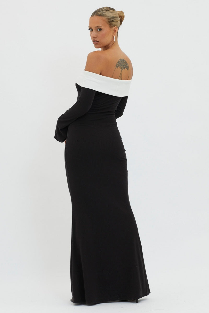 Karina Chic Off the Shoulder Maxi Knit Dress Elevated Occasion Wear