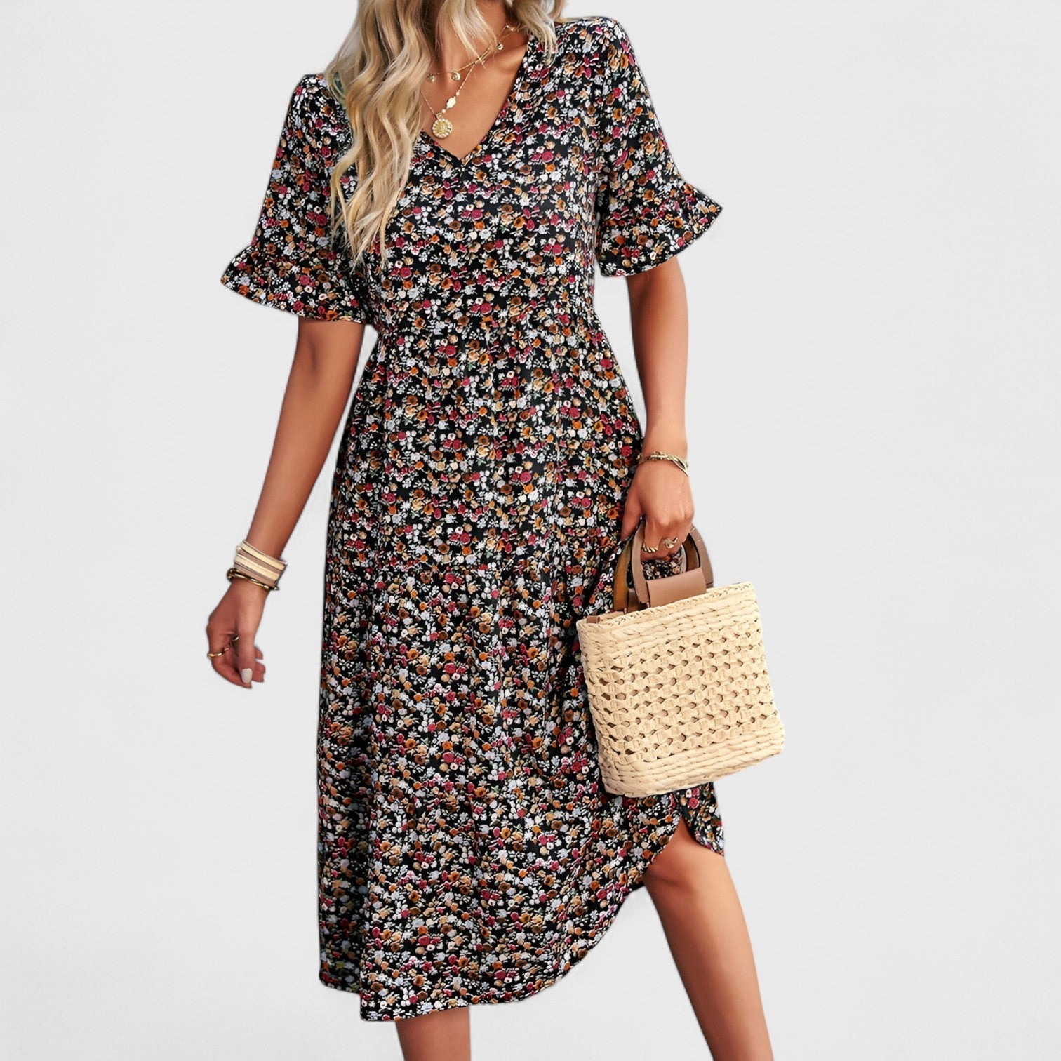 Sandra Elegant Ladies Floral Elegant Dress with Premium Casual Styling