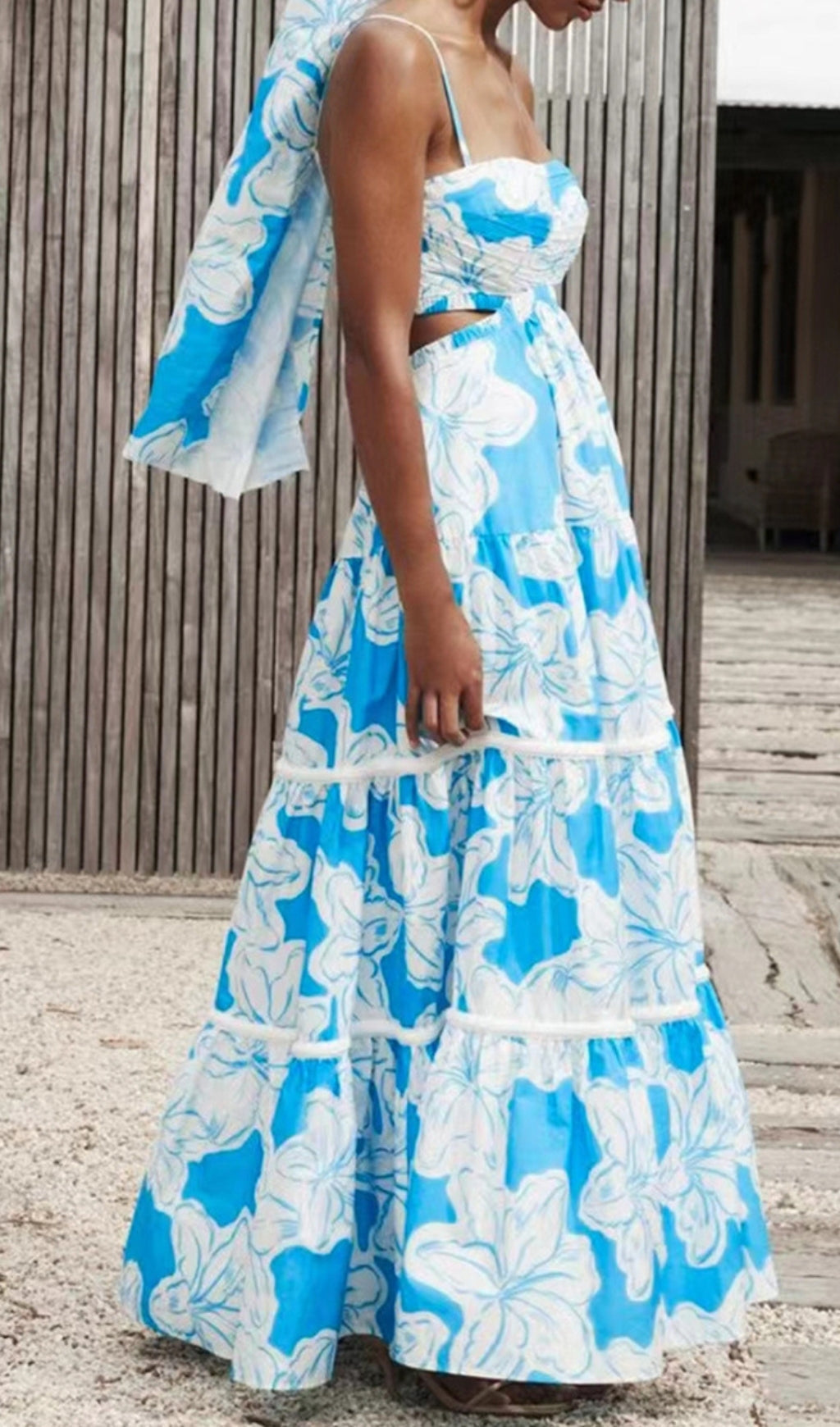 Strappy Floral FLowy Sundress in Blue
