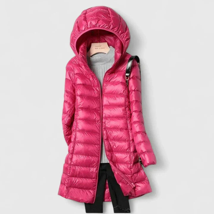 Hooded Zip Front Quilted Longline Puffer Coat 8