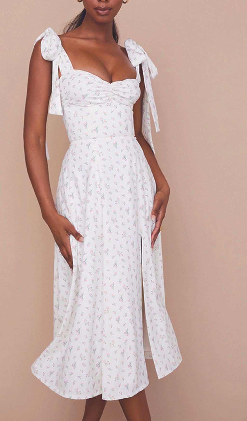 Suspender Ivory Print Dress