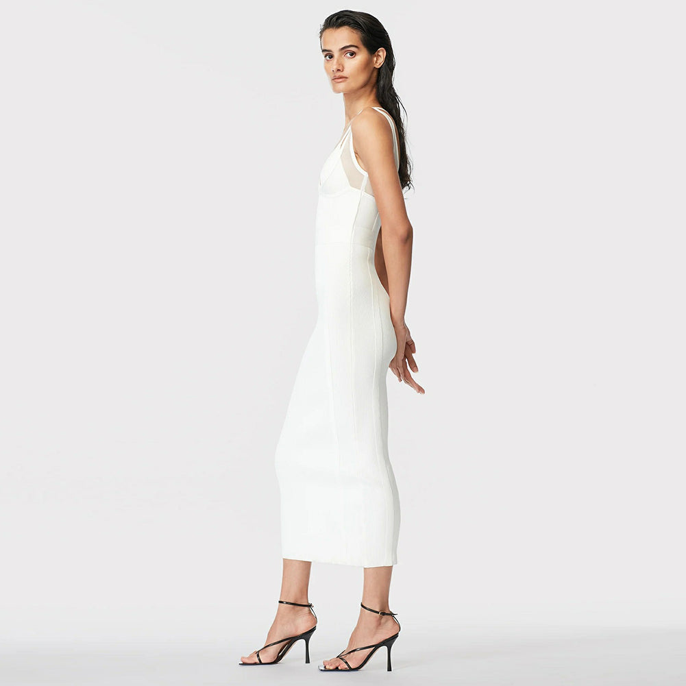 Strappy Sleeveless Midi Mesh Bandage Dress SW6568