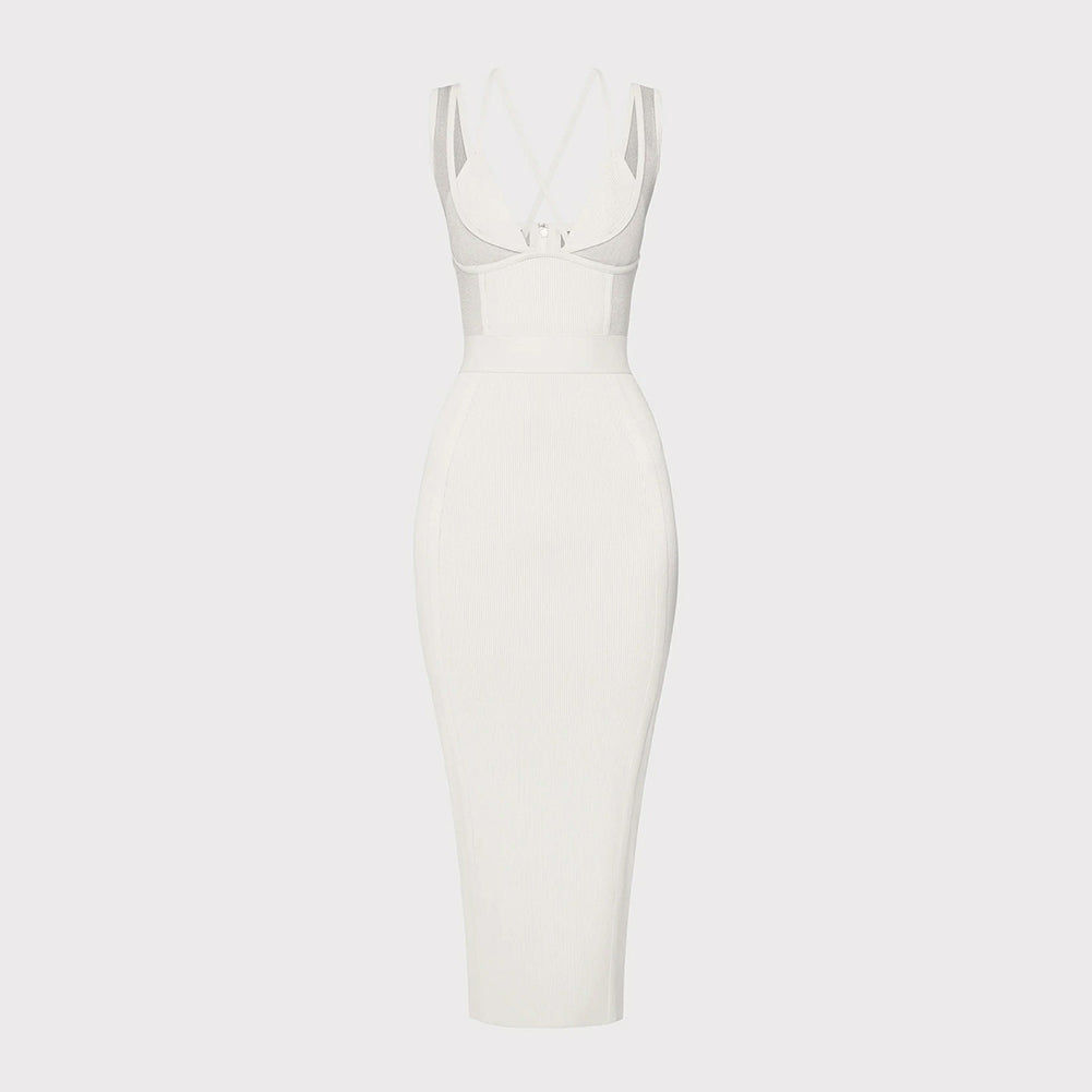 Strappy Sleeveless Midi Mesh Bandage Dress SW6568