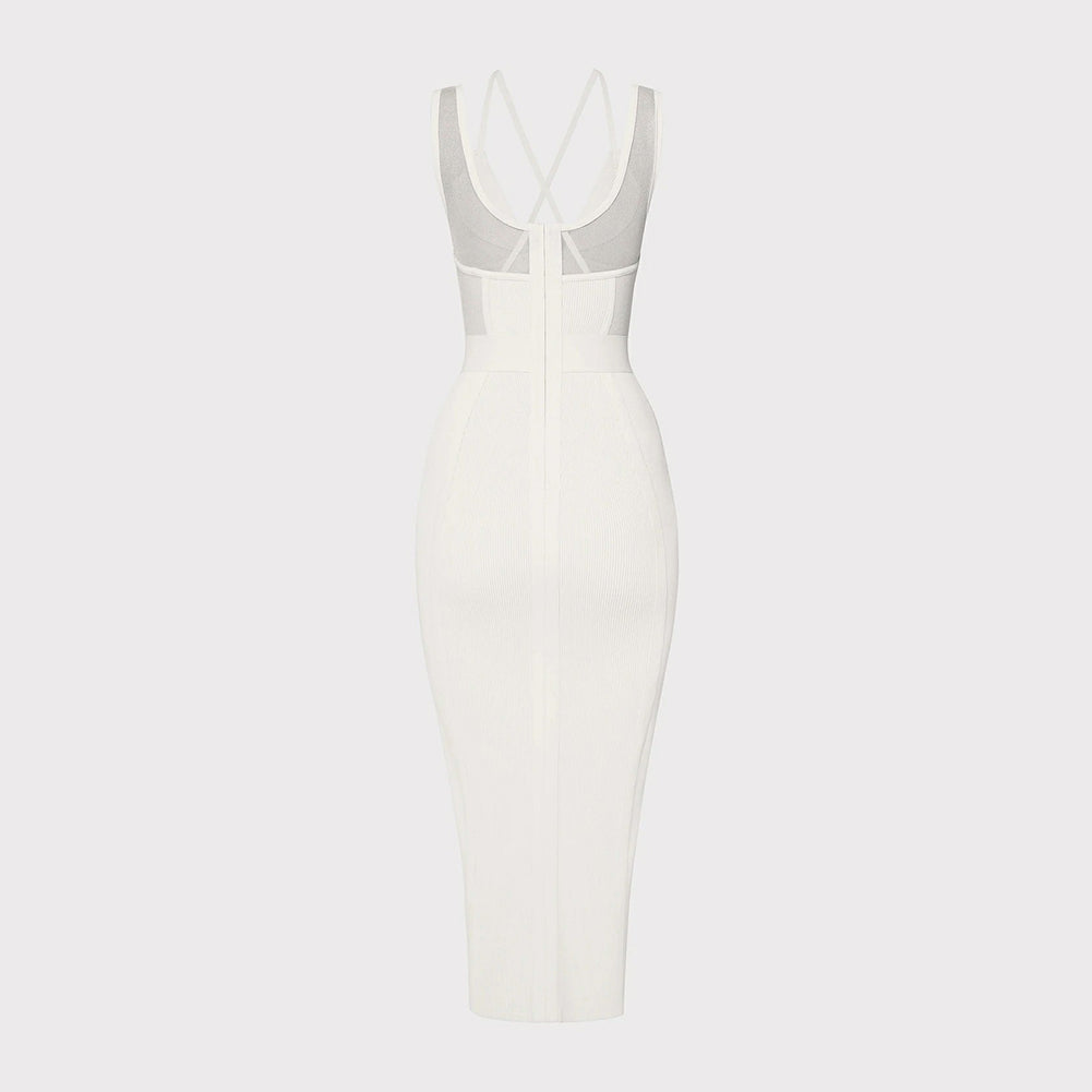 Strappy Sleeveless Midi Mesh Bandage Dress SW6568
