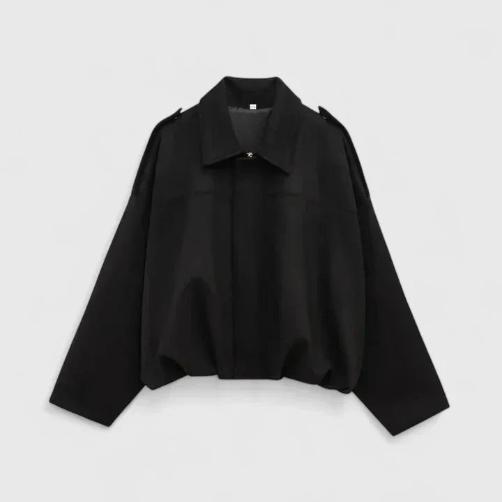 Collared Suede Zip Front Drop Shoulder Oversized Jacket
