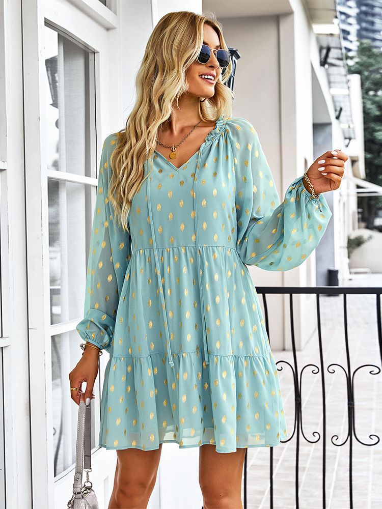 Chiffon for Vintage Gown Casual Bohemian Brief Party Women Design Dot - Sundress