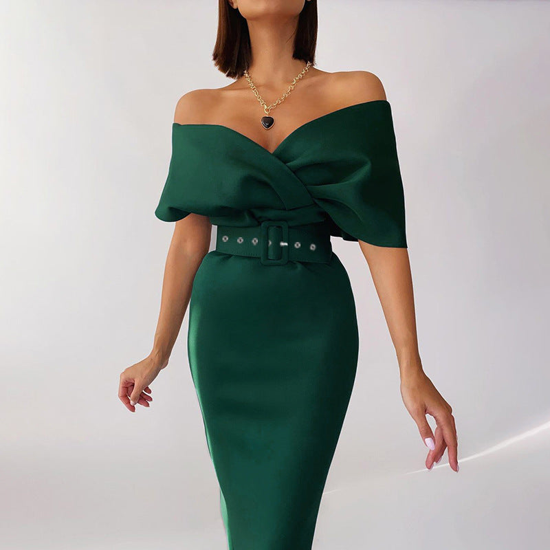 OffShoulder Elegant Party Ladies Vintage Evening Formal Midi Dress