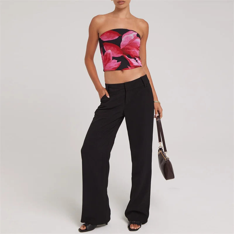 Floral Print OffShoulder Strapless