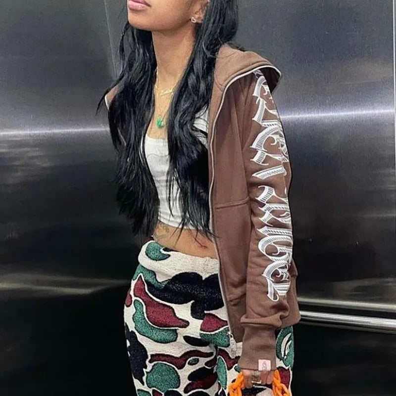 Retro Full Zip Gothic Hoodie