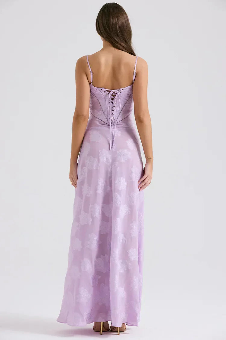 Long Sleeve Formal Deep V - Neck Evening Prom Gown