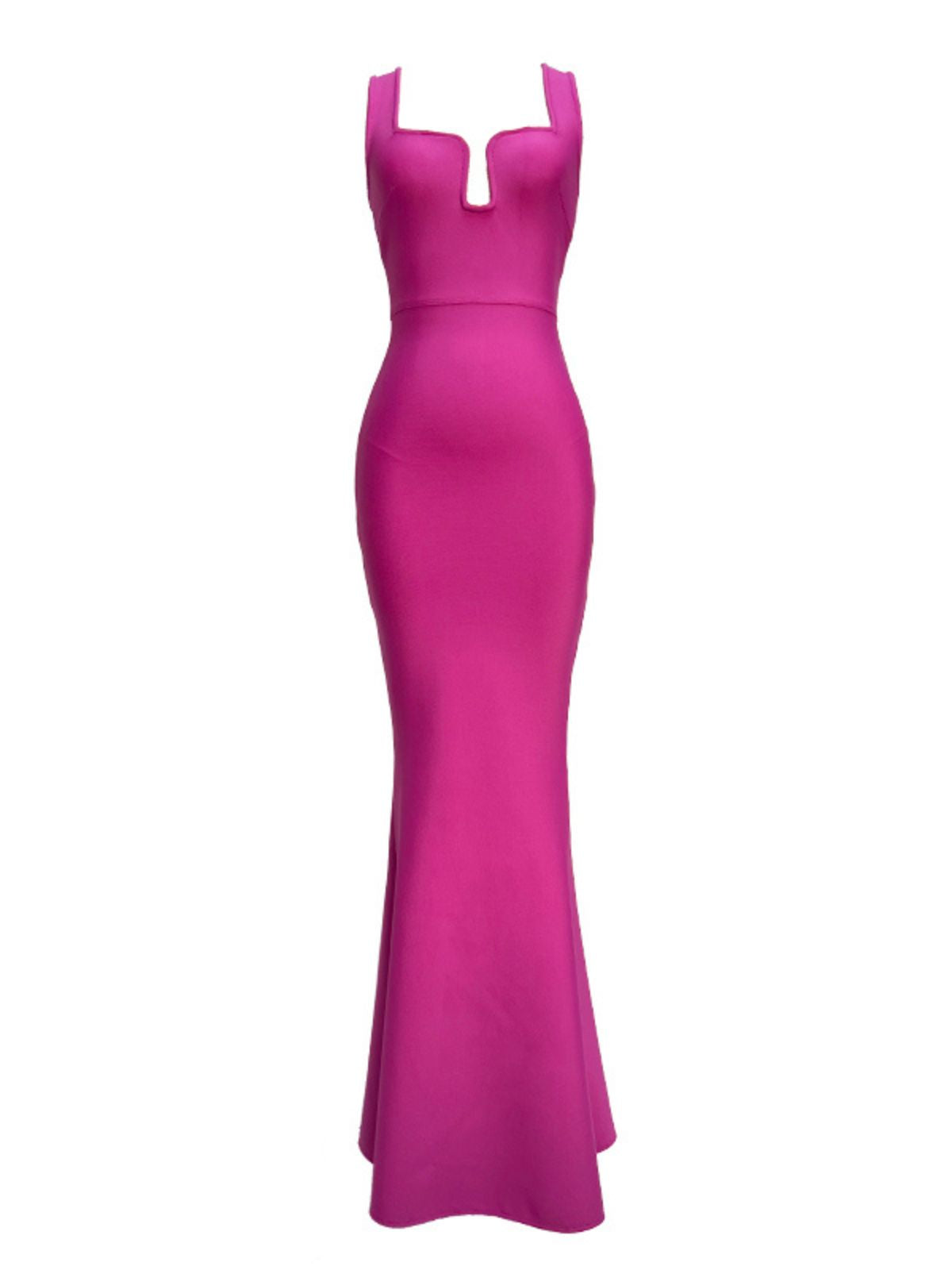 V-Wire Neck Sleeveless Bandage Mermaid Maxi Dress