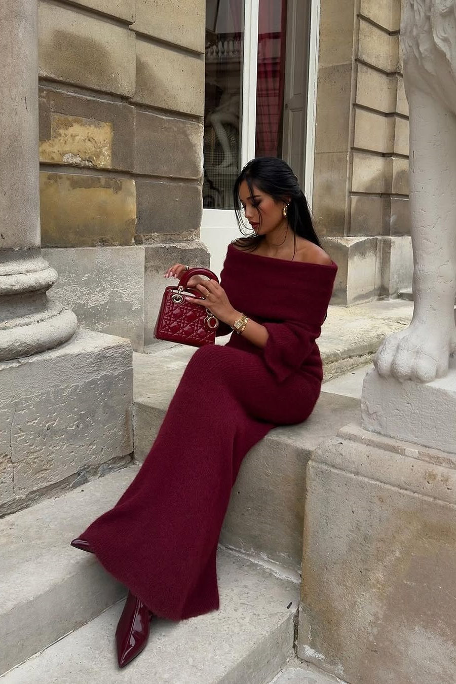 Marguerite Off Shoulder Maxi Knit Dress Set
