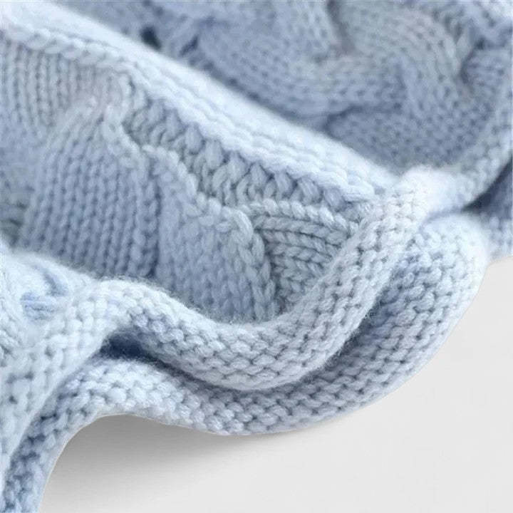 Turtleneck Cable Knit Pointelle Long Sleeve Sweater