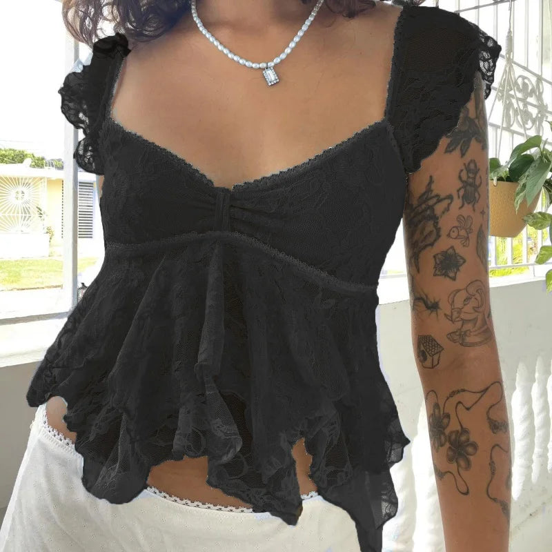 SeeThrough V Neck Tank Crop Top