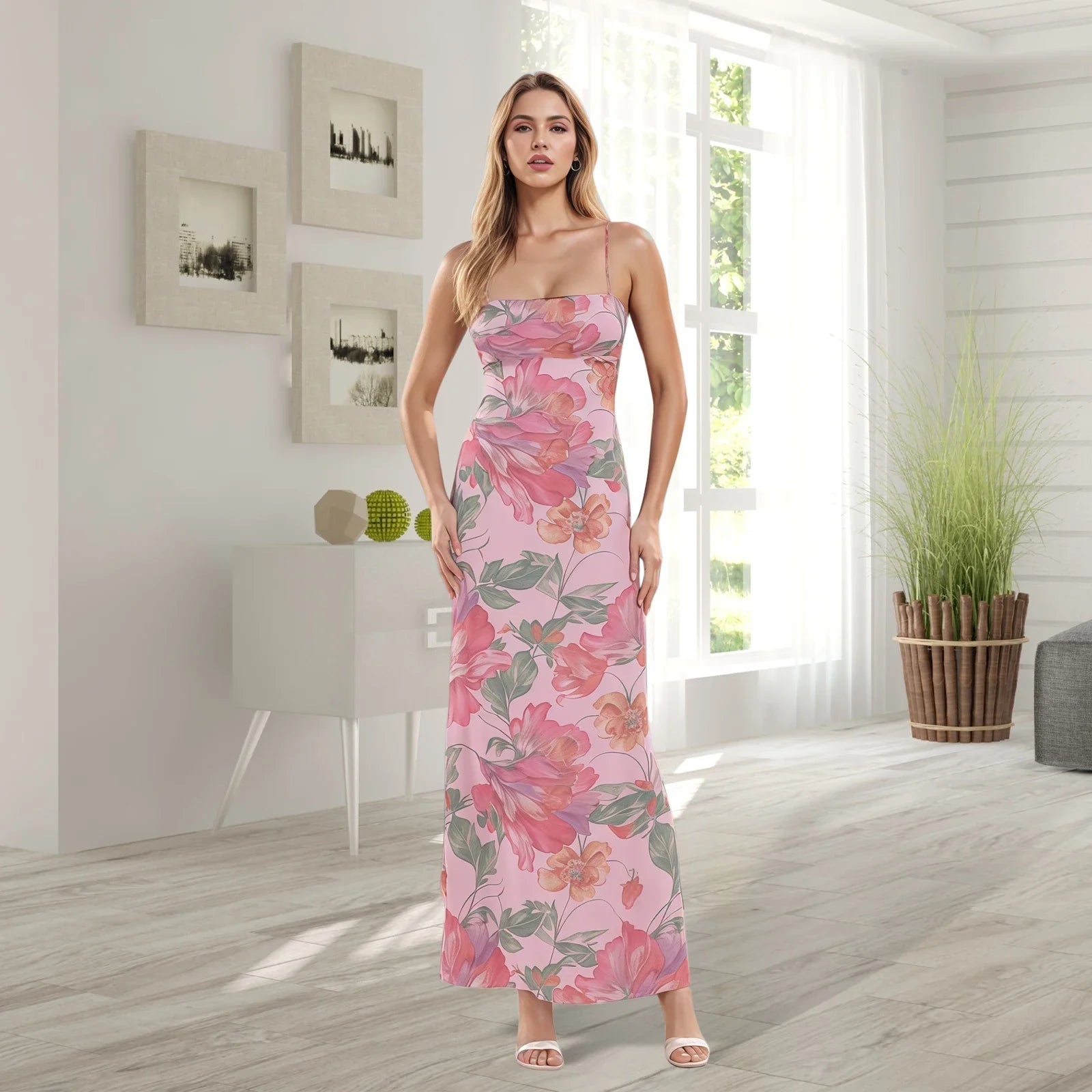 Cross Tieup Backless Floral Dress