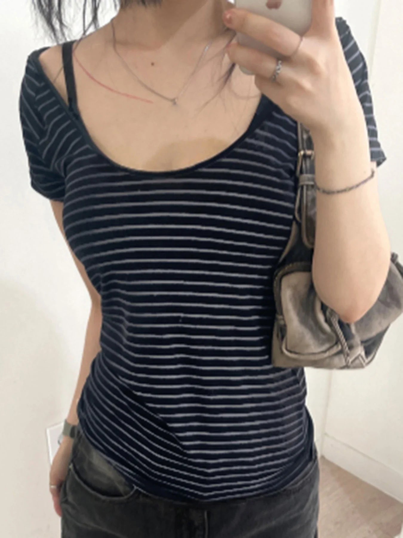 Striped Slim Fit Simple TShirt Crop Top