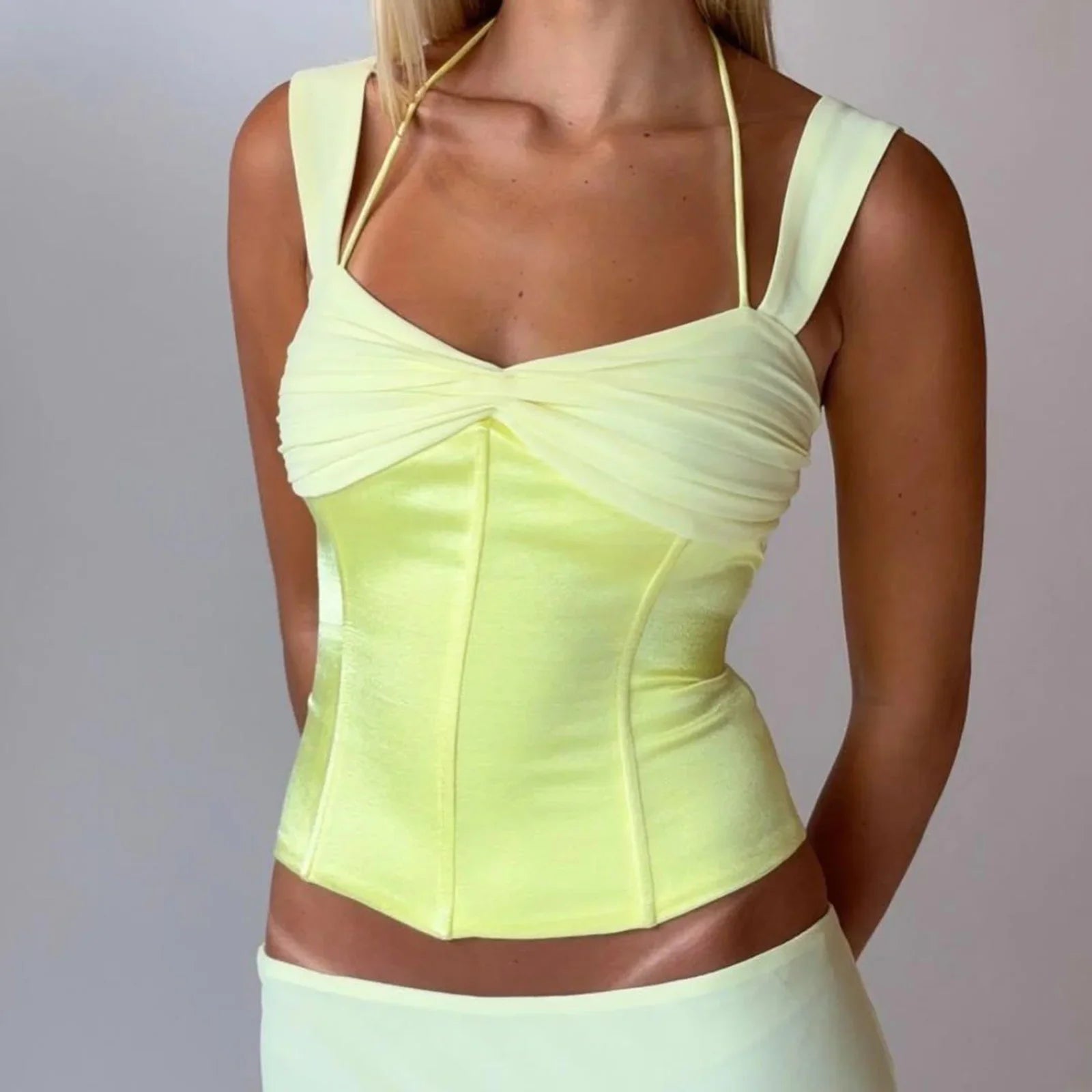 Corset Contrast Straps Crop Top