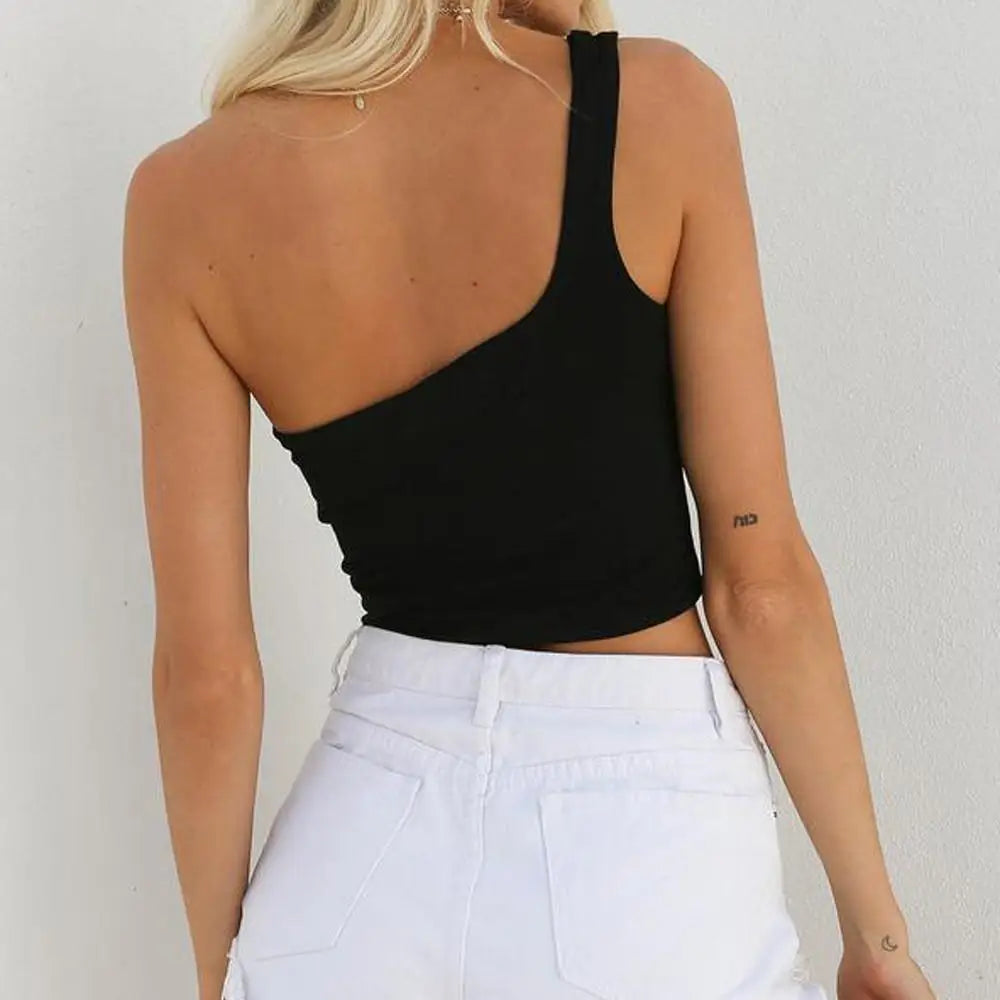 Y2K Single Shoulder Red Sexy Skinny Cami Top