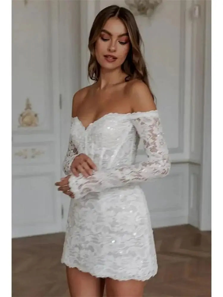 Long Sleeve Lace Embroidery Vacation Dress