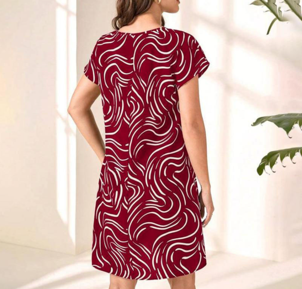 Raquel Abstract Print Round Dress with Modern Everyday Styling