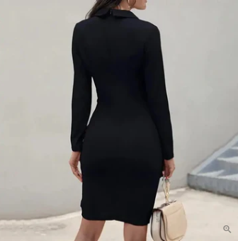 Paula Minimalist Cocktail Dress with Buttons Boutique Collection