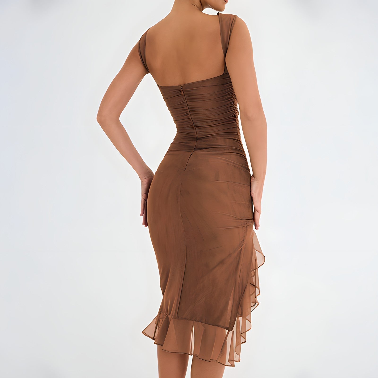 Ariana Exclusive Midi Dress with Ruffles Elevated Occasion Wear