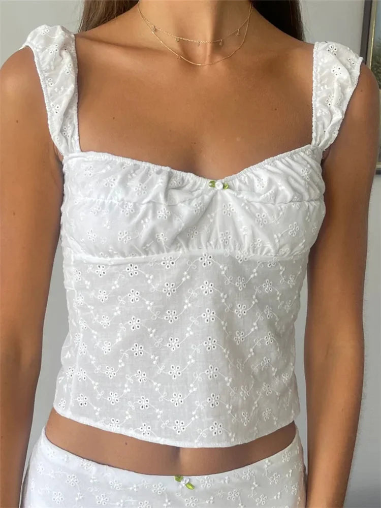 Retro Women Sexy Sleeveless Lace Low Cut Slim Fit Fairycore Grunge Sexy Backless Tieup Clubwear Crop Top