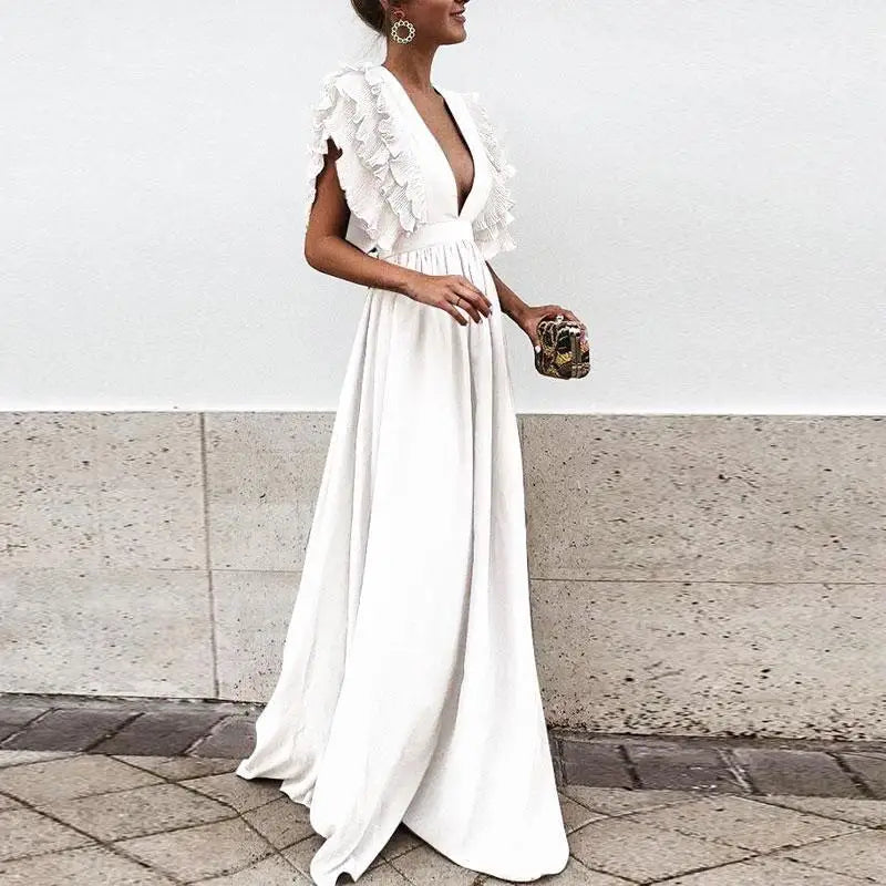 Simona Premium Dress with Ruffled Sleeves Chic Silhouette Collection