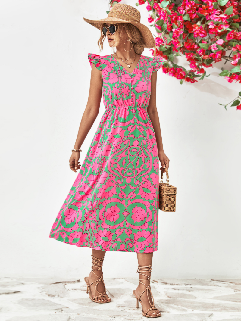 Oriana Printed Midi Dress for Women Light Breezy Style